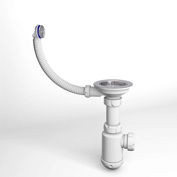 Сифон GRAND 3 1/2 с круглым переливом и винтом металл.