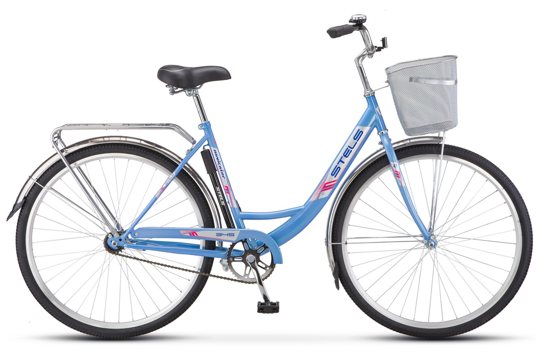 Велосипед дорожный STELS Navigator 345 28", (2018) количество скоростей 1 рама сталь 20 синий с корз