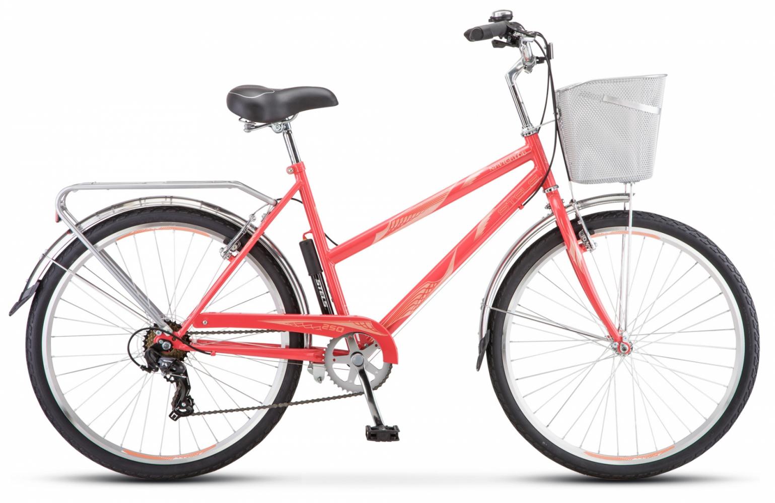 Велосипед дорожный STELS Navigator 250 Lady 26", (2019) рама сталь 19 коралловый с корзиной