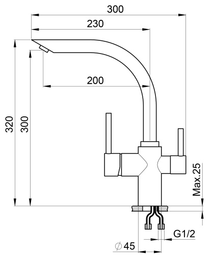 Смеситель для кухни Granula GR-2304, пирит