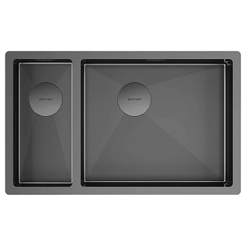 Мойка Paulmark NEXT 69/2S UNI, PM226944-GMR, вороненая сталь, правая