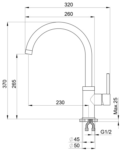 Смеситель для кухни Granula GR-2125, пирит