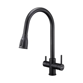 Смеситель для кухни Paulmark LANGE, черный, La214212-BLM