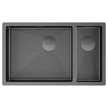 Мойка Paulmark NEXT 69/2S UNI, PM226944-GML, вороненая сталь, левая