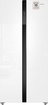Холодильник Weissgauff WSBS 500 Inverter NoFrost White Glass