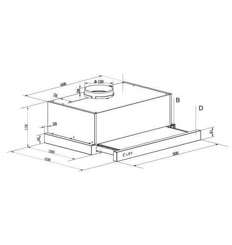 Вытяжка встраиваемая Lex HIDE 500 INOX