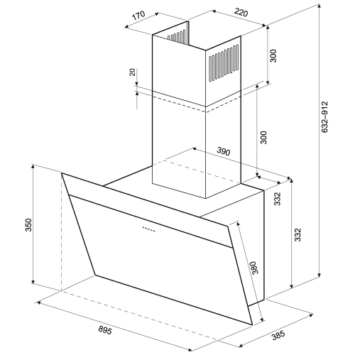 Вытяжка Krona KRISTEN A 900 white S