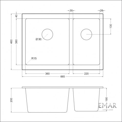 Мойка Emar EMQ-2665.PL Антрацит