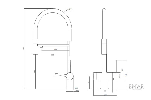 Смеситель Emar  ЕС - 7024 PVD Golden
