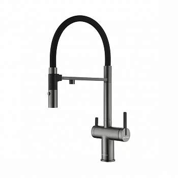 Смеситель для кухни Paulmark Gravity, вороненая сталь, Gr213888-GM