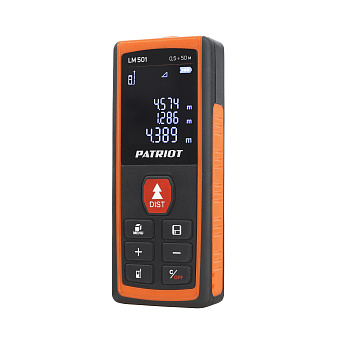 Дальномер лазерный PATRIOT LM 501, макс. дистанция 50 метров, измерение площади, объема, подсветка