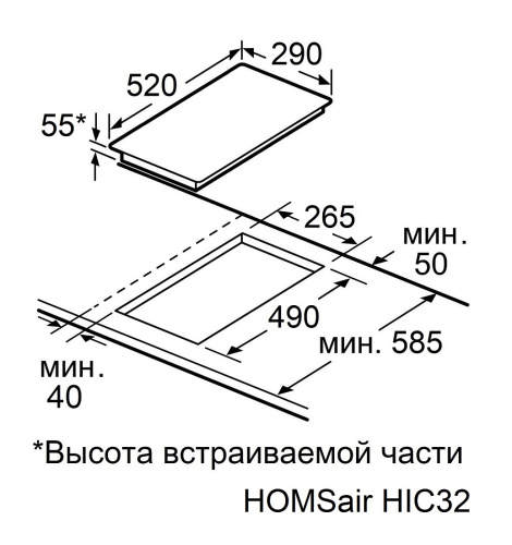 Индукционная варочная панель HOMSair HIC32SBG Inverter