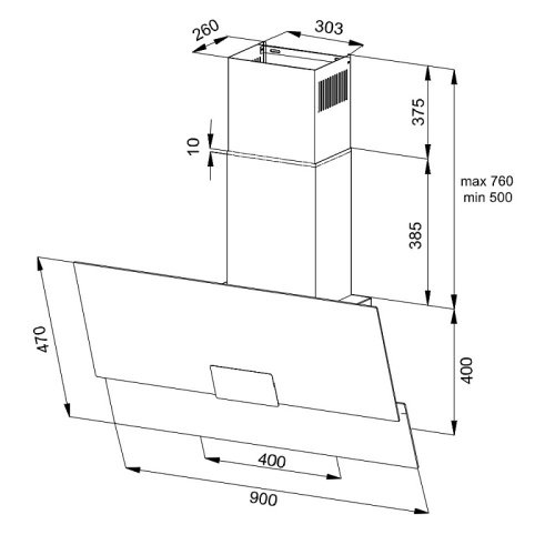 Наклонная вытяжка Korting KHC 96373 BXGN