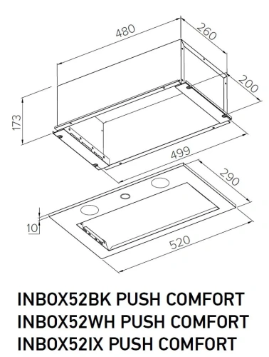 Вытяжка полновстраиваемая Meferi INBOX52IX PUSH COMFORT