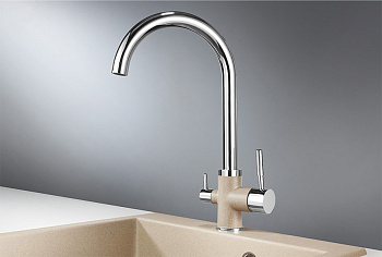 Смеситель для кухни Granula GR-3168, xром/песок