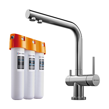 Комплект смеситель с фильтром Omoikiri Nagano-BN + Pure drop Lite