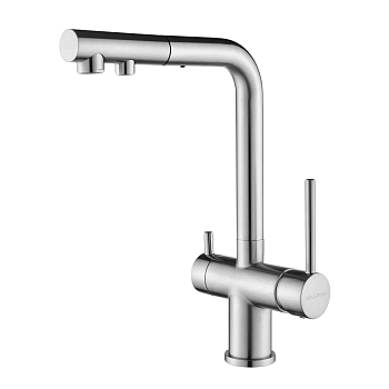 Смеситель для кухни Paulmark SERPENTINE, брашированная сталь, Se213222-BS