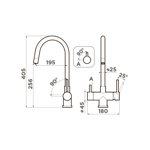 Смеситель Omoikiri Akita-GB нерж. сталь/графит