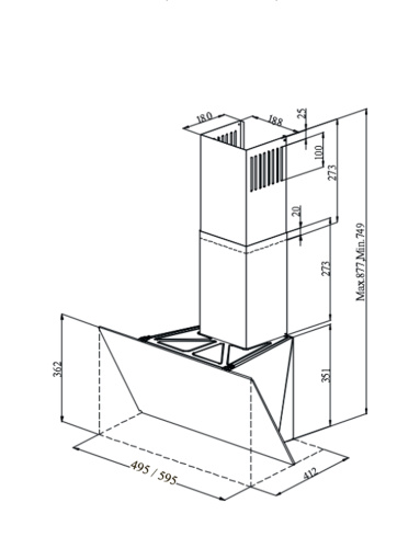 Наклонная вытяжка Monsher LEA 60 Noir