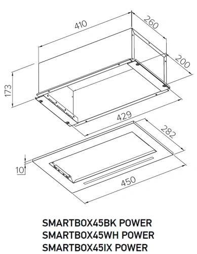 Полновстраиваемая вытяжка Meferi SMARTBOX45BK POWER