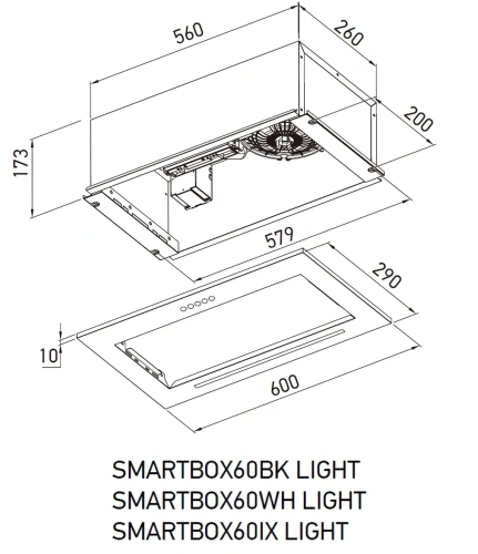 Вытяжка полновстраиваемая Meferi SMARTBOX60IX LIGHT