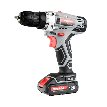 Дрель-шуруповерт аккумуляторная ПОБЕДА ДА-12/2 Ли, 2 АКБ, 12В, 2,2 Ач