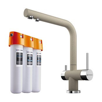 Комплект смеситель с фильтром Omoikiri Nagano-SA + Pure drop Lite