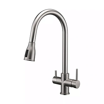 Смеситель для кухни Paulmark LANGE, брашированная сталь, La214212-BS