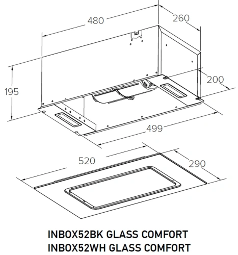 Вытяжка полновстраиваемая Meferi INBOX52BK GLASS COMFORT
