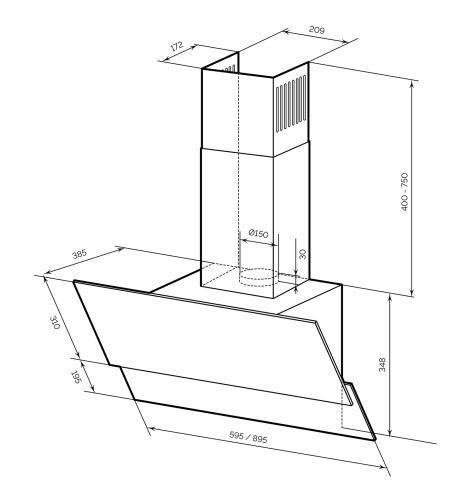 Вытяжка LEX ARIA 900 IVORY