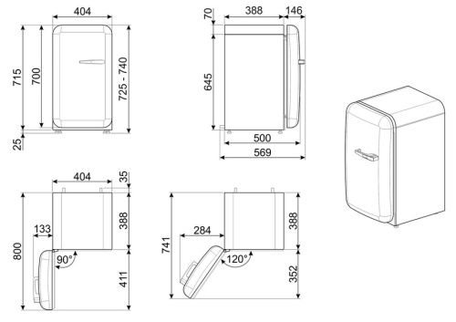 Холодильник Smeg FAB5LPB5