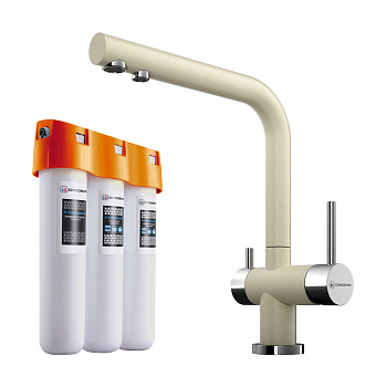 Комплект смеситель с фильтром Omoikiri Nagano-BE + Pure drop Lite