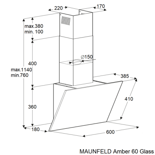 Кухонная вытяжка Maunfeld Amber 60 Glass белый