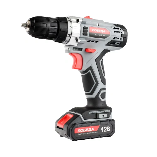 Дрель-шуруповерт аккумуляторная ПОБЕДА ДА-12/2 Ли, 2 АКБ, 12В, 2,2 Ач