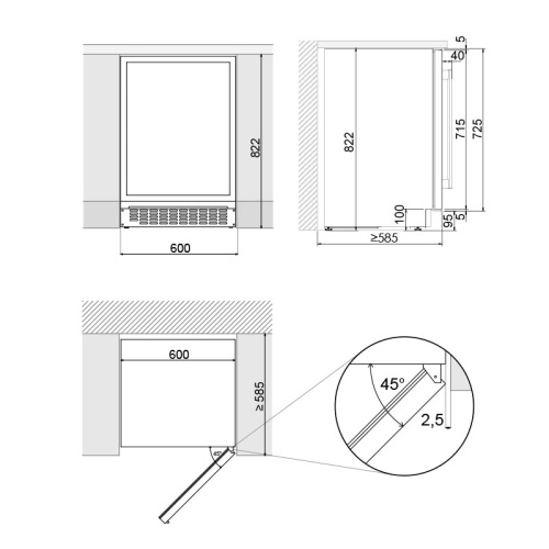 Встраиваемый винный шкаф Pando PVMB 60-46CRR