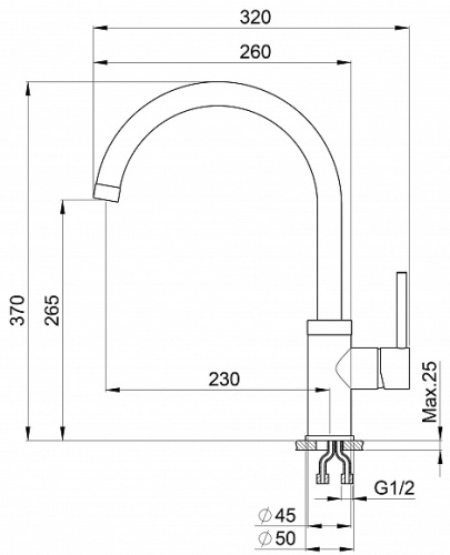 Смеситель для кухни Granula GR-2125, сланец
