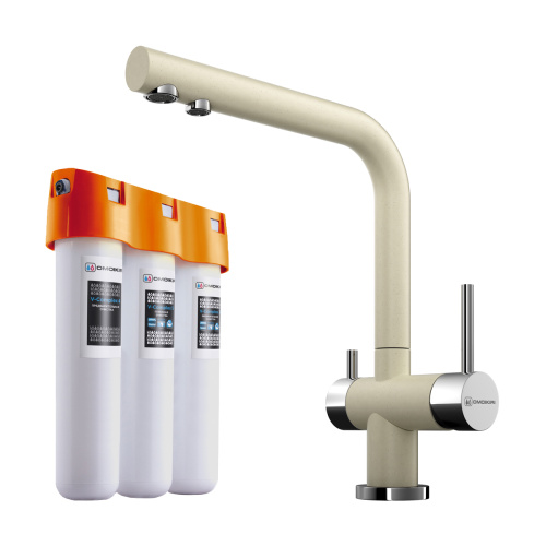 Комплект смеситель с фильтром Omoikiri Nagano-BE + Pure drop Lite