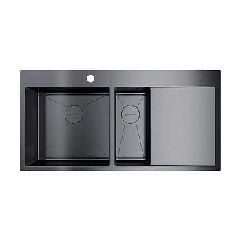Мойка Omoikiri Akisame 100-2-L-GM нерж. сталь/вороненая сталь