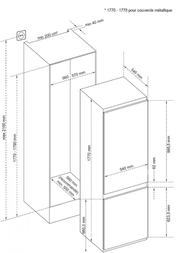 Встраиваемый холодильник-морозильник De Dietrich DRC1771FN