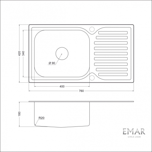 Мойка Emar Steel 302A