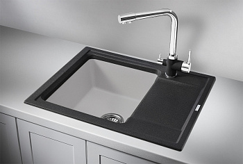 Кухонная мойка Granula Hibrid hi-65, чёрный/арктик