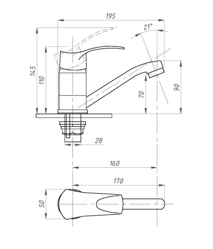 Смеситель для кухни ПСМ-ПРОФСАН PSM-215-023 ПЛЮС тип См-УмОЦБА, См-МОЦБА