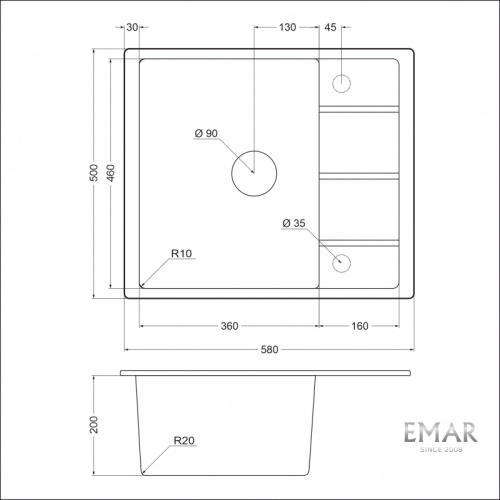 Мойка Emar EMQ-1580.Q Алмаз