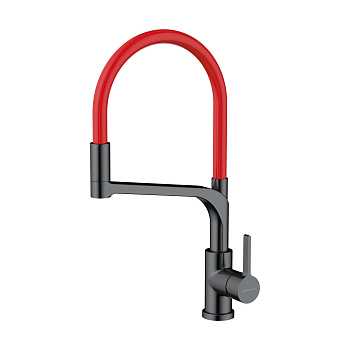 Смеситель Omoikiri Sinto 2 Plus-SB-GM-R латунь/вороненая сталь/красный