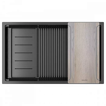 Мойка Paulmark NEXT-MULTI SINK 74 UNI, PM787445-GM, вороненая сталь