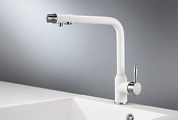 Смеситель для кухни Granula GR-2301, арктик (белый)