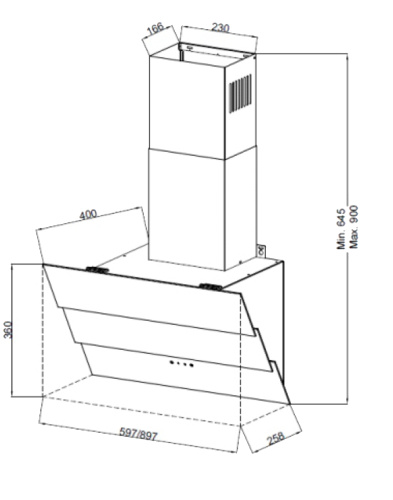 Наклонная вытяжка Monsher LYON 60 Noir