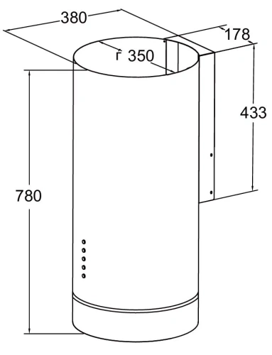 Вытяжка цилиндрическая пристенная Meferi TUBE35BK COMFORT