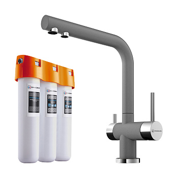 Комплект смеситель с фильтром Omoikiri Nagano-PL + Pure drop Lite