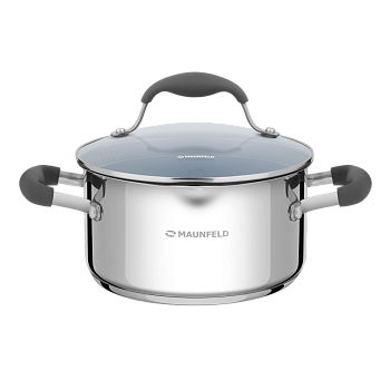 Кастрюля Maunfeld LAURA MCS22S08GR из нержавеющей стали со стеклянной крышкой, 18 см, 2,2 л.